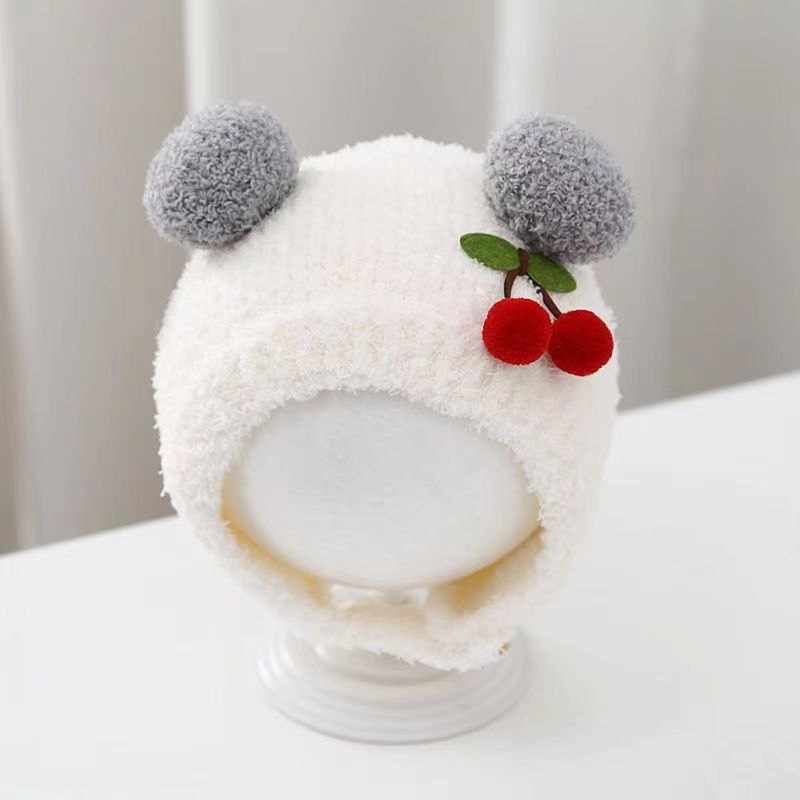 Knit Beanie Hat Warm - Kış sıcak bebek bere sevimli kiraz
